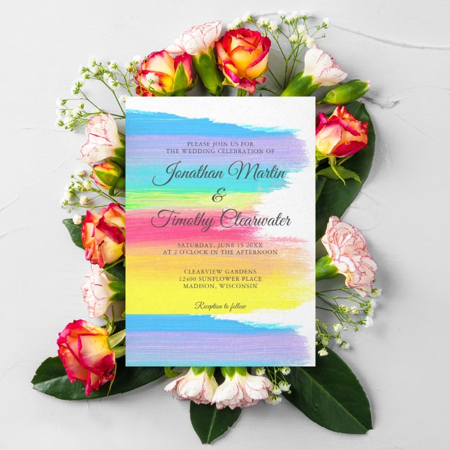 Invitation Arc-en-ciel moderne gai gai gai Mariage (Créateur téléchargé)