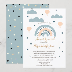 Invitation Arc-en-ciel, Nuages, DotsDouche bébé par courrier