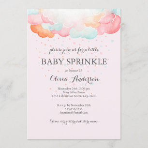 Invitation Arc-en-ciel nuages rose bébé saupoudrer l'invitati