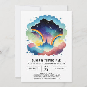 Invitation Arc-en-ciel nuages simples Anniversaire