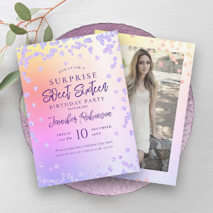 Invitation Arc en ciel Parties scintillant violet photo SURPR