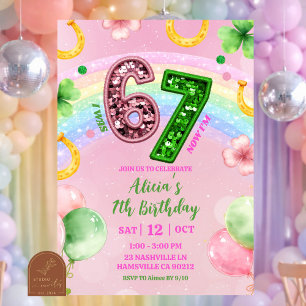Invitation Arc-en-ciel Pastel Rose Paillettes Strass 67 Saint