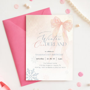 Invitation Arc-en-ciel Rose Aquarelle Premier Anniversaire On