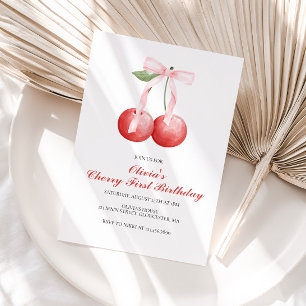 Invitation Arc-en-ciel rose Cerise, premier anniversaire prep