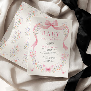 Invitation Arc-en-ciel rose papillon sauvage fleur fille baby