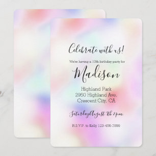 Invitation Arc-en-ciel violet de l'Unicorne  