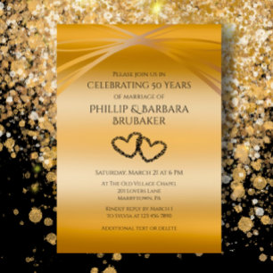Invitation Arc en cœur original personnalisé 50e anniversaire