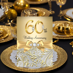 Invitation Arc en or élégant diamant 60e anniversaire