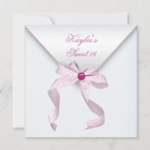 Invitation Arc en ruban de bijou rose joli blanc Sweet Sixtee