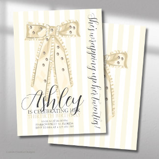 Invitation Arc en ruban jaune élégant pour trentième annivers