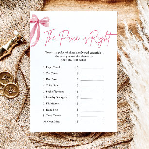 Invitation Arc en ruban rose The Price is Right Jeu de Baby S