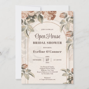 Invitation Arc en terre cuite en gras Boho rose sage ouvert