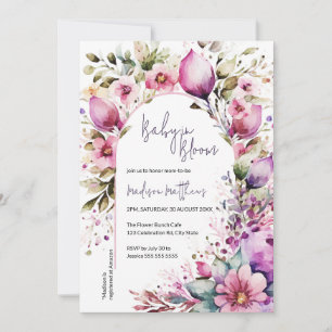 Invitation Arc floral bébé dans Baby shower d'aquarelle en fl