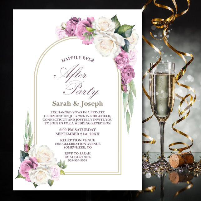 Invitation Arc Floral Blanc Rose Mariage Après Fête (Créateur téléchargé)