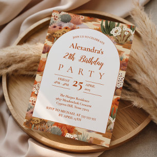 Invitation Arc Floral Désertique Anniversaire