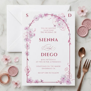 Invitation Arc floral d'orchidée rose Mariage élégant moderne