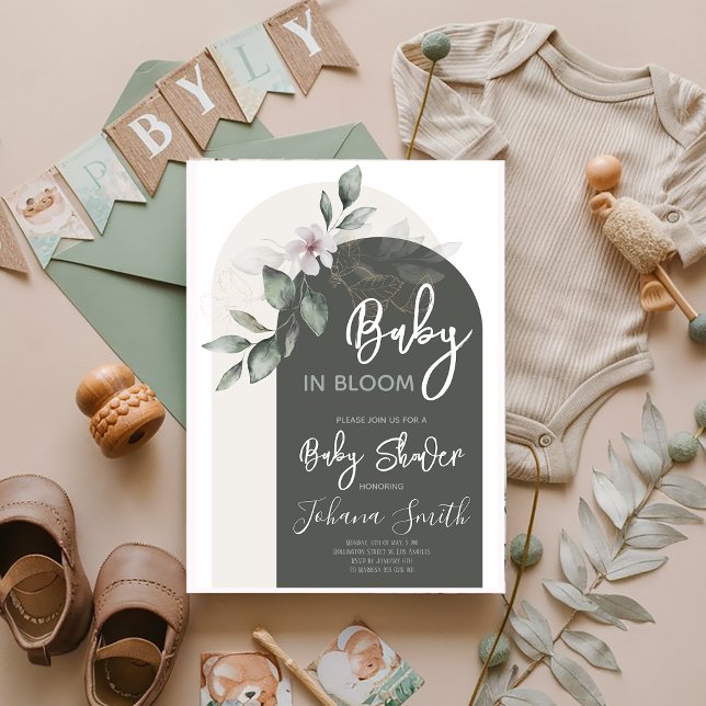 Invitation Arc floral gris bébé dans le Baby shower en fleur (Créateur téléchargé)