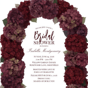 Invitation Arc floral luxueux d'hortensia bordeaux profond