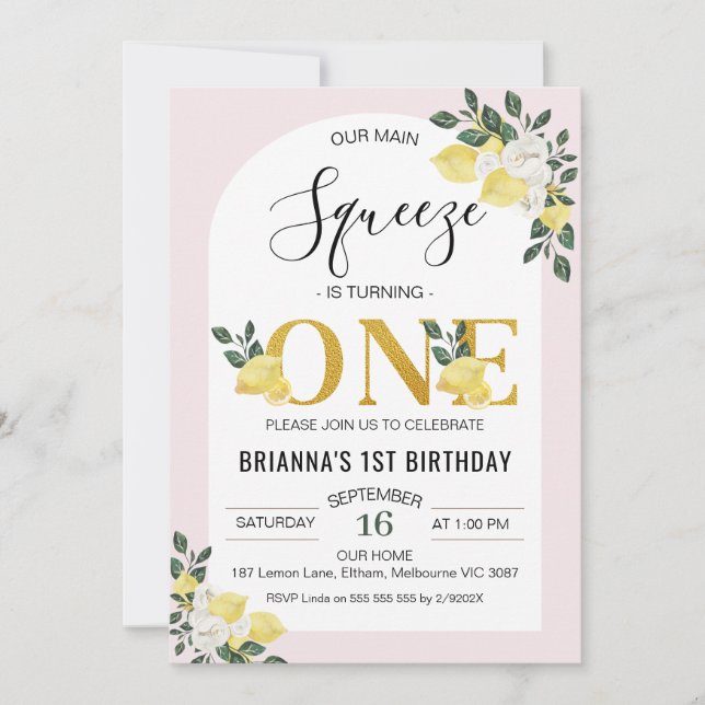 Invitation Arc Floral Notre Squeeze Principal 1er Anniversair (Devant)