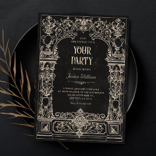 Invitation Arc gothique baroque vintage noir