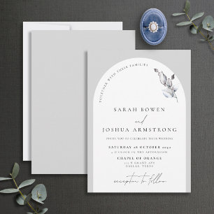 Invitation Arc gris moderne Mariage de script botanique