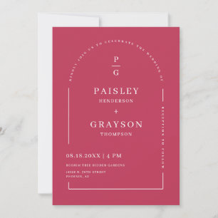 Invitation Arc magenta minimal moderne QR Code Mariage photo