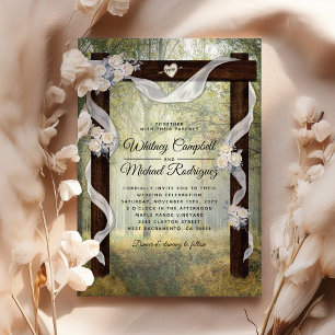 Invitation Arc Mariage en bois rustique enchanté