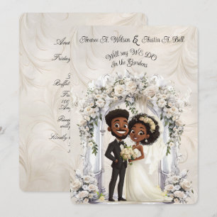 Invitation Arc Mariage Whimsical Dark Skin Bride Groom