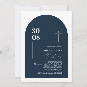Invitation Arc minimaliste bleu moderne garçon Christening In