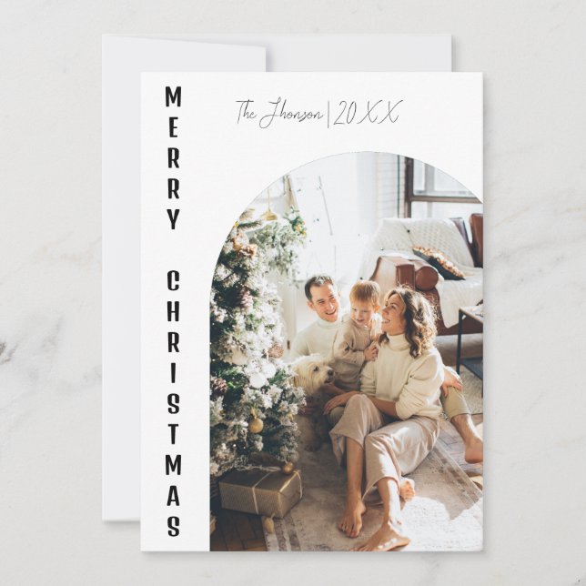 Invitation Arc moderne Boho Noël photo de famille joyeuse (Devant)