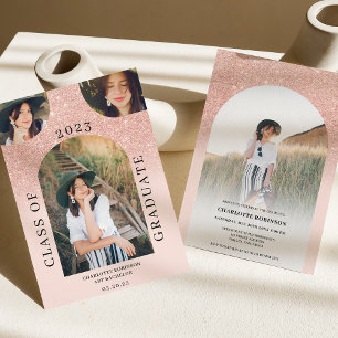 Invitation Arc moderne boho rose or rose rose rose 4 graduati