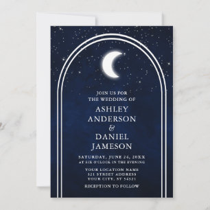 Invitation Arc moderne Céleste Lune étoiles Mariage