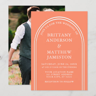 Invitation Arc moderne élégant Mariage Coral Photo