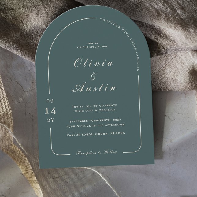 Invitation Arc moderne en épinette Limed Photo Mariage élégan (Créateur téléchargé)