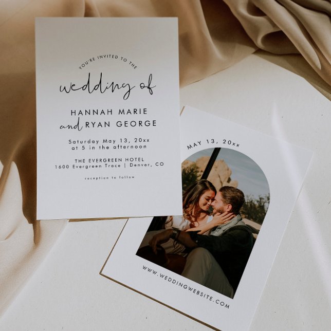 Invitation Arc moderne minimaliste photo Mariage élégant (Créateur téléchargé)