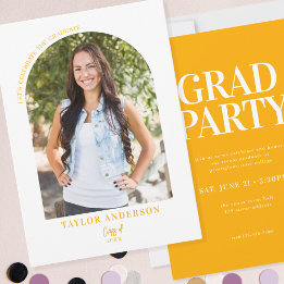 Invitation Arc moderne Photo Golden Jaune fête de graduation