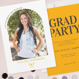 Invitation Arc moderne Photo Jaune Grey Graduation Party