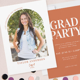 Invitation Arc moderne Photo Terracotta Graduation Party