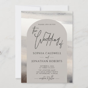 Invitation Arc moderne Script manuscrit Tones de Terre Mariag
