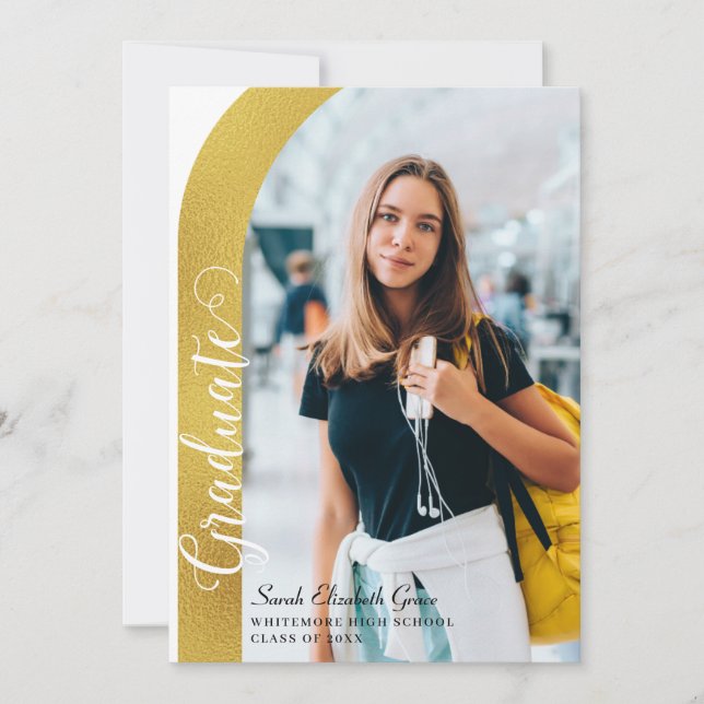 Invitation Arc moderne - Script photo Graduation (Devant)