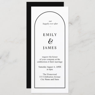 Invitation Arc noir et blanc minimaliste long Mariage 