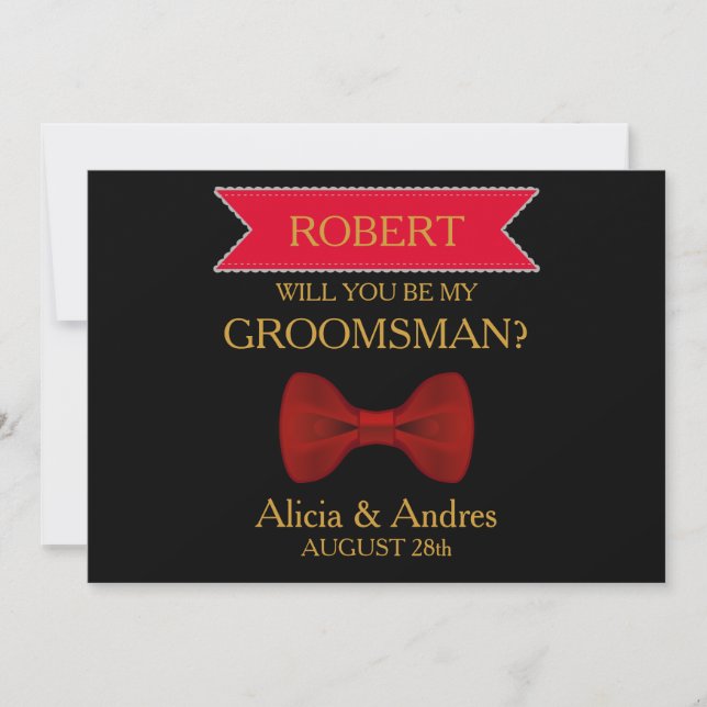 Invitation Arc noir et rouge serez-vous mon Groomsman ? (Devant)