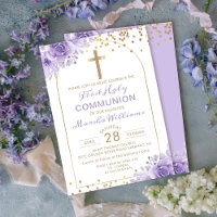 Arc Or Purple Floral Première Communion Sainte