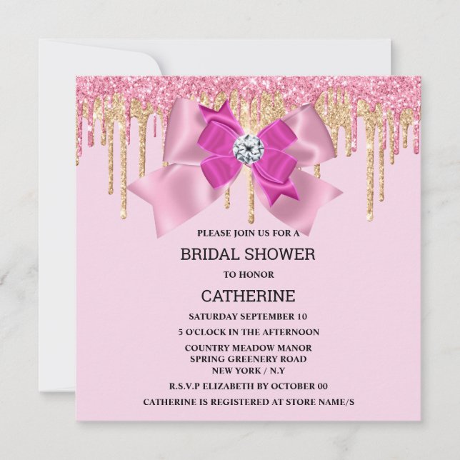 Invitation Arc rose brillant or diamant lumières brillantes  (Devant)