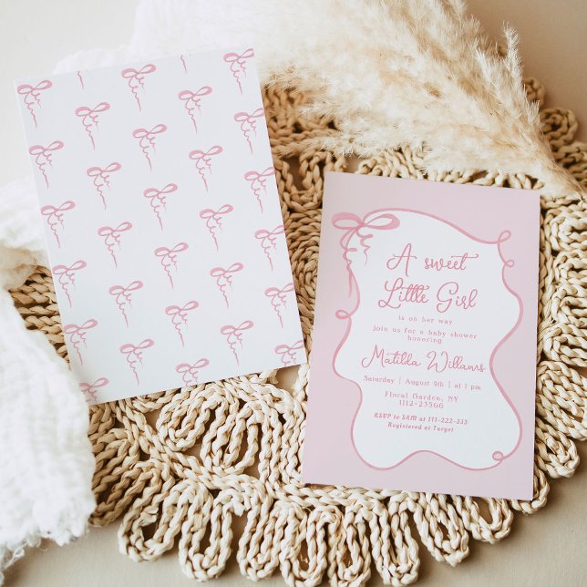 Invitation Arc rose dainty arc ondulé cadre fille baby shower (Créateur téléchargé)