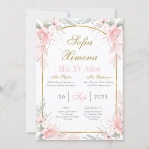 Invitation Arc rose et or blanc Quinceañera