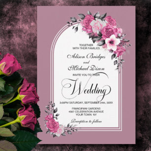 Invitation Arc rose Floral Dusty Mariage Rose