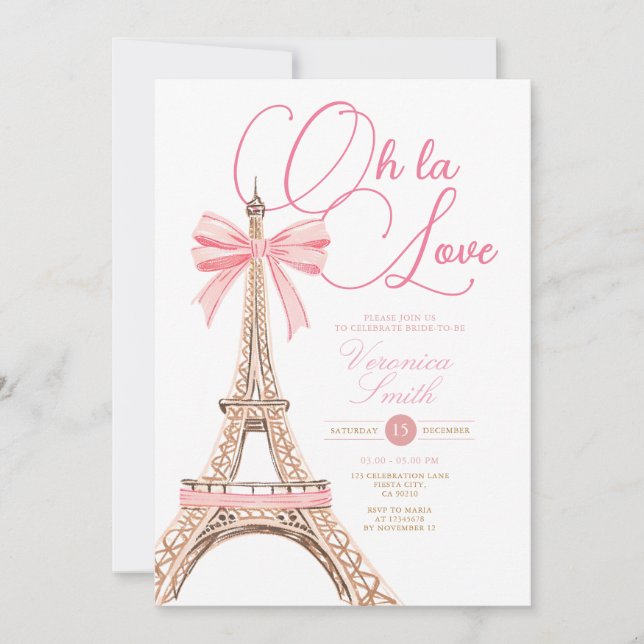 Invitation Arc rose Paris Fête des mariées à thème (Devant)