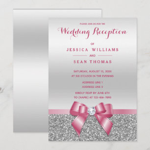 Invitation Arc rose romantique, réception argentée de parties