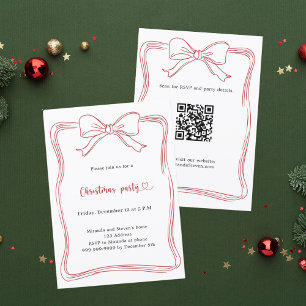 Invitation Arc rouge à la main code QR fête de Noël